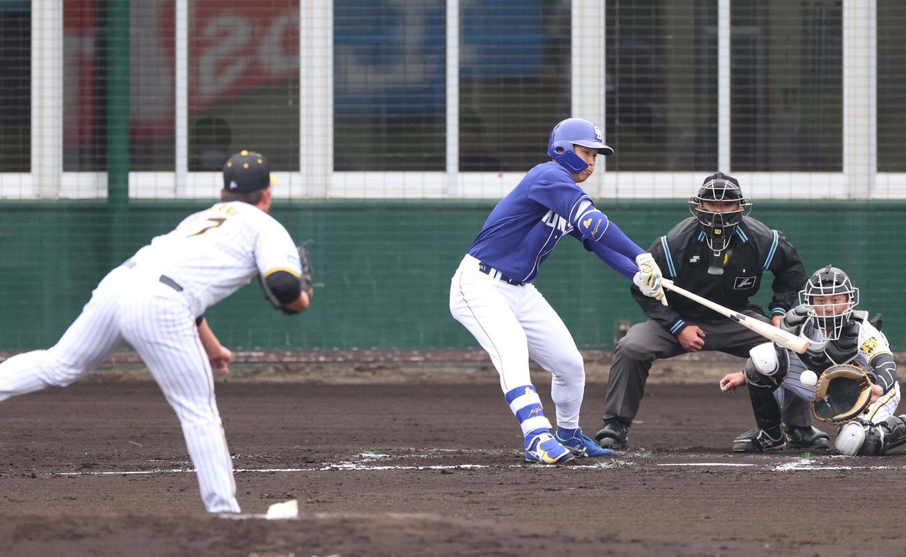 阪神対中日練習試合　3回表中日1死、京田から三振を奪う桐敷拓馬（撮影・上田博志）