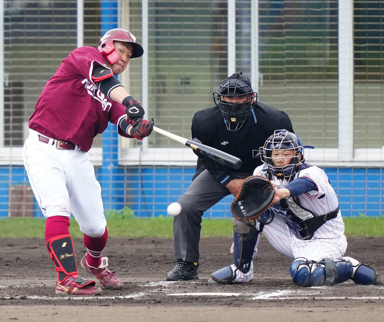 ヤクルト対楽天　2回表楽天1死一、二塁、一ゴロに倒れる安田（撮影・江口和貴）