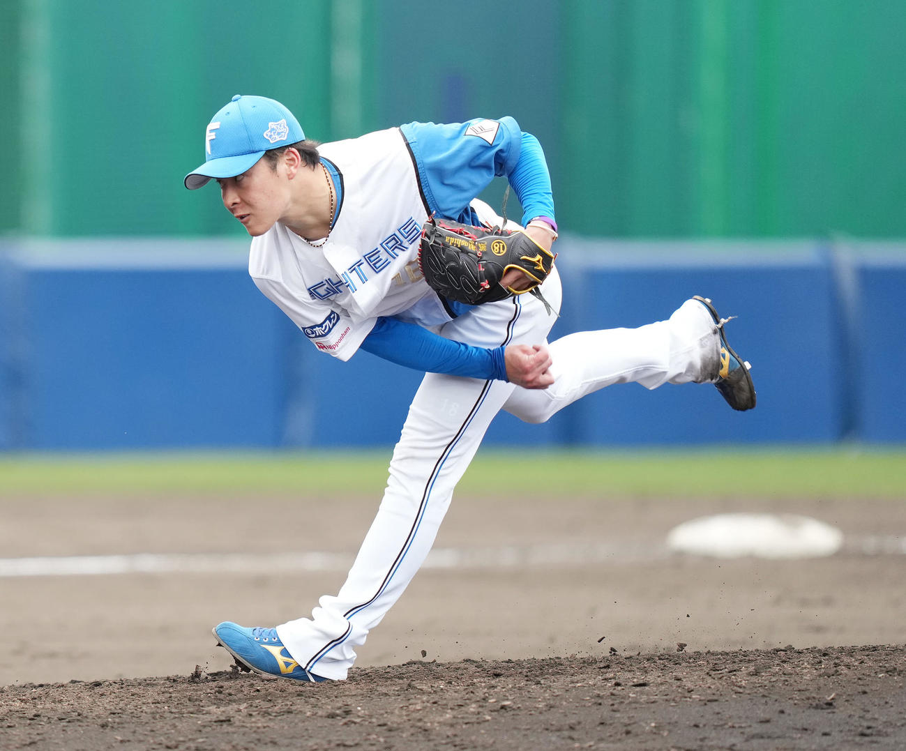日本ハム対中日　7回表から登板した日本ハム吉田（撮影・鈴木みどり）
