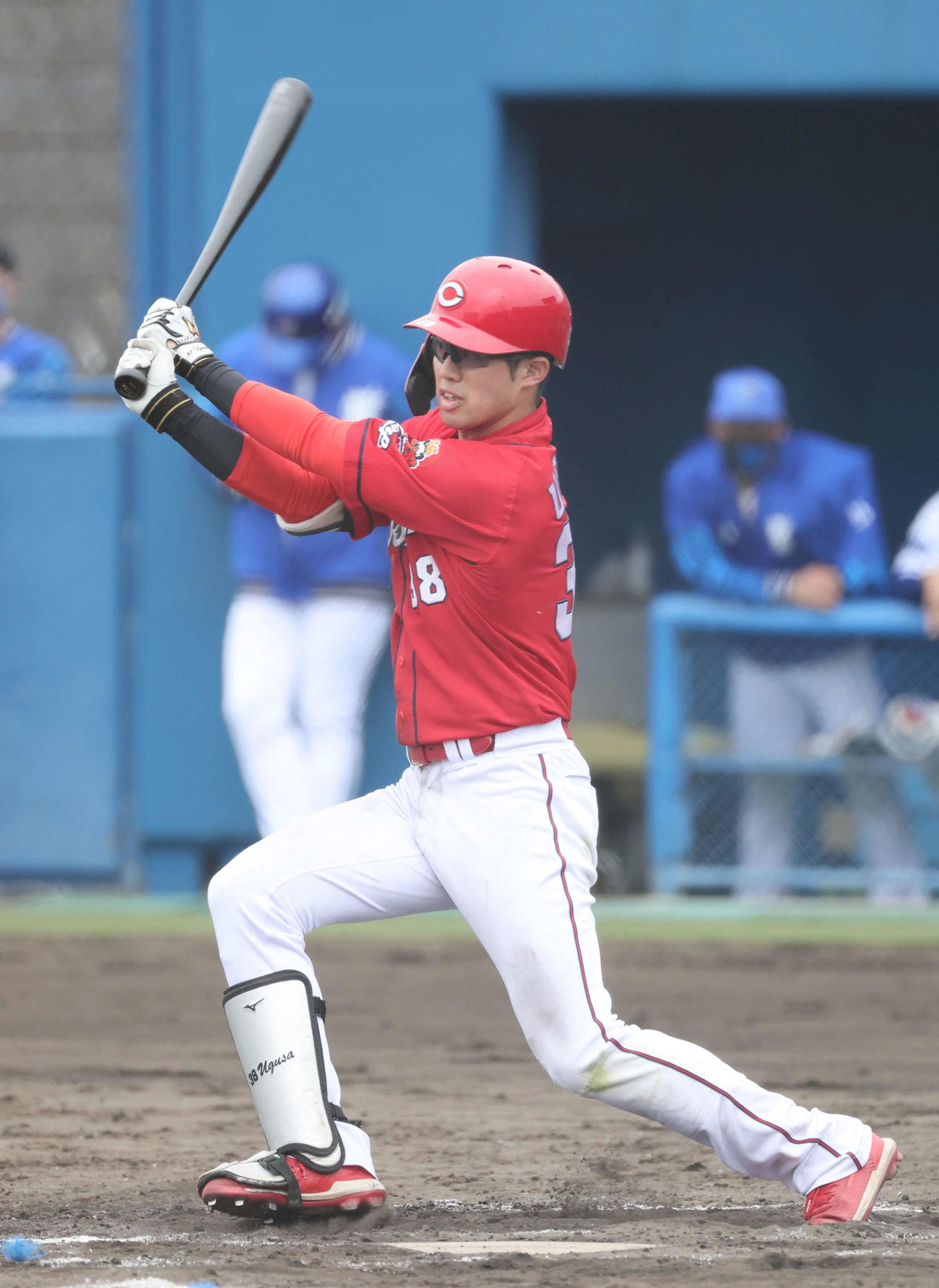 練習試合DeNA対広島　7回表広島無死、宇草は中前打を放つ（撮影・加藤孝規）