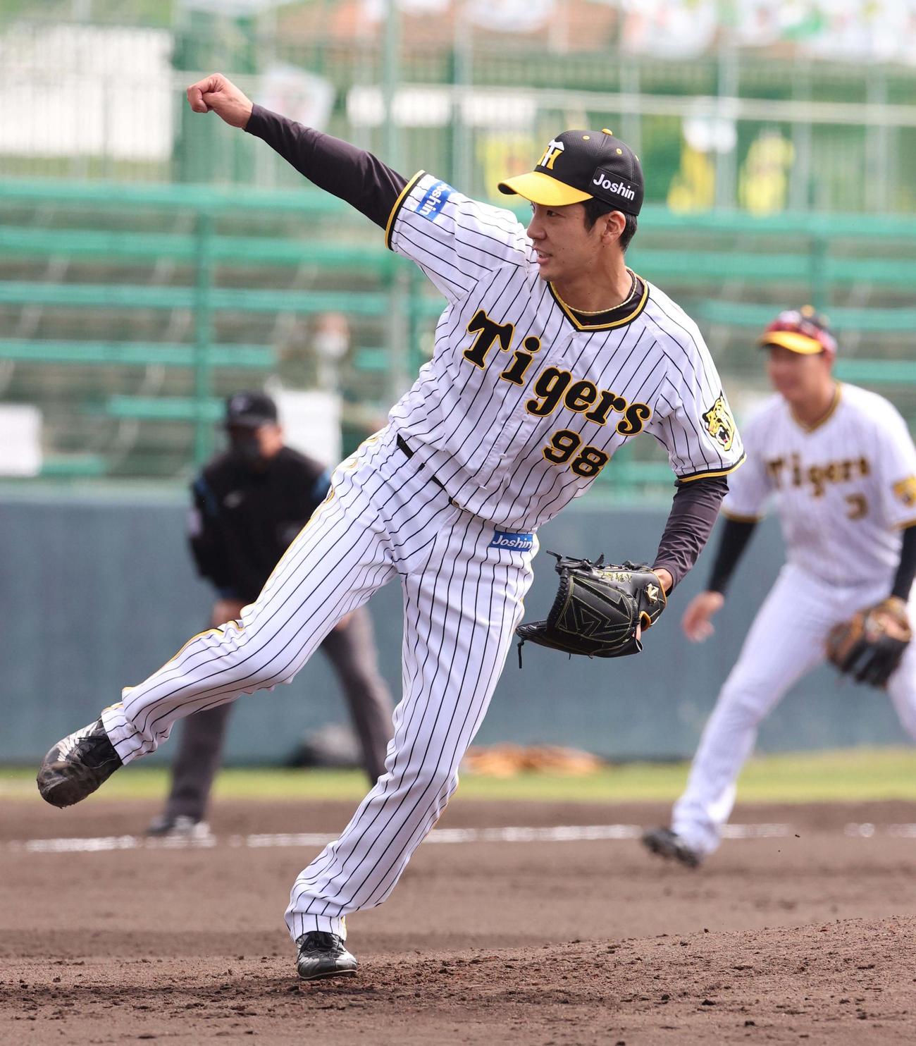 白組2番手で登板した小野（撮影・上田博志）