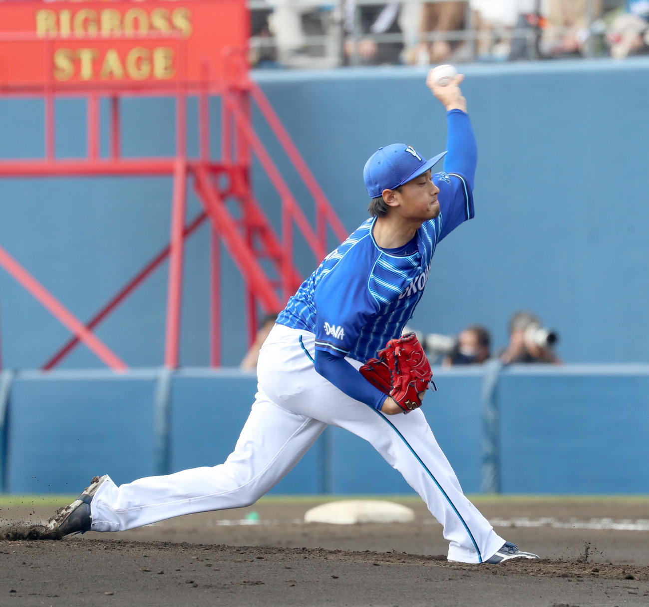 日本ハム対DeNA DeNA先発の石田（撮影・佐藤翔太）