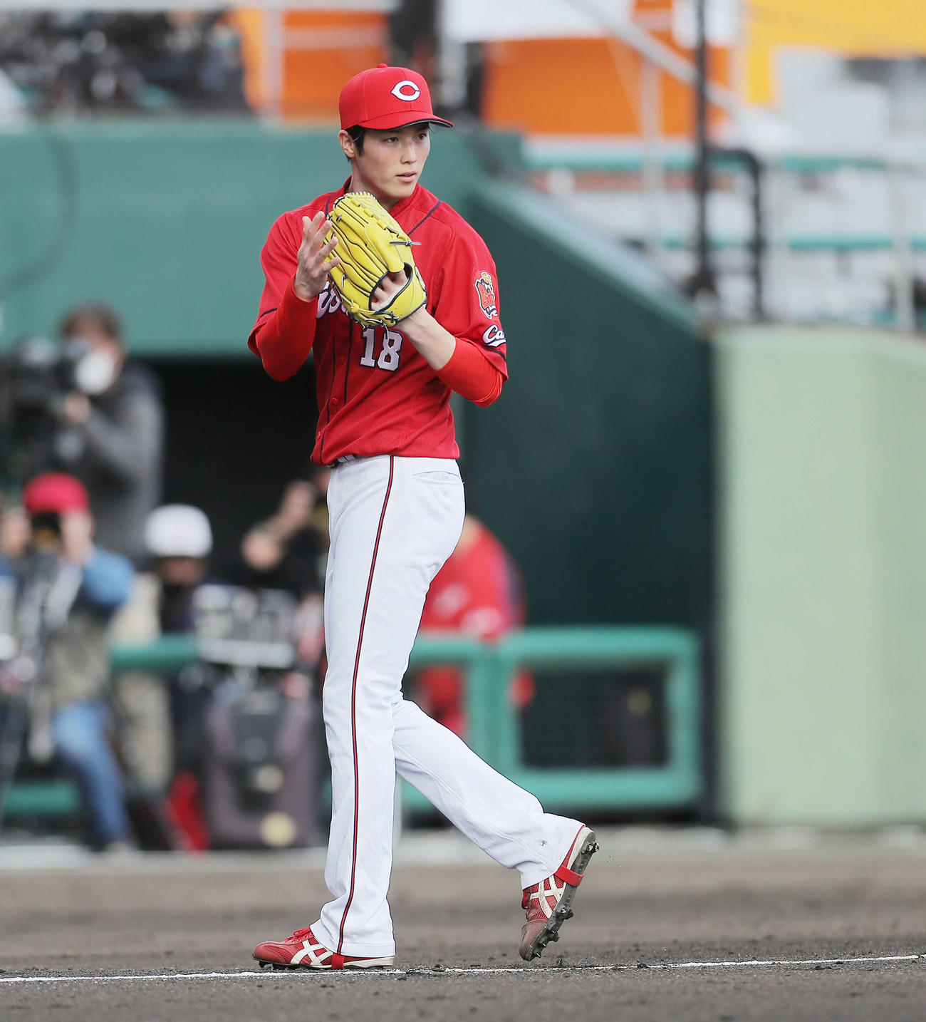 巨人対広島　7回裏を抑える森下（撮影・河田真司）