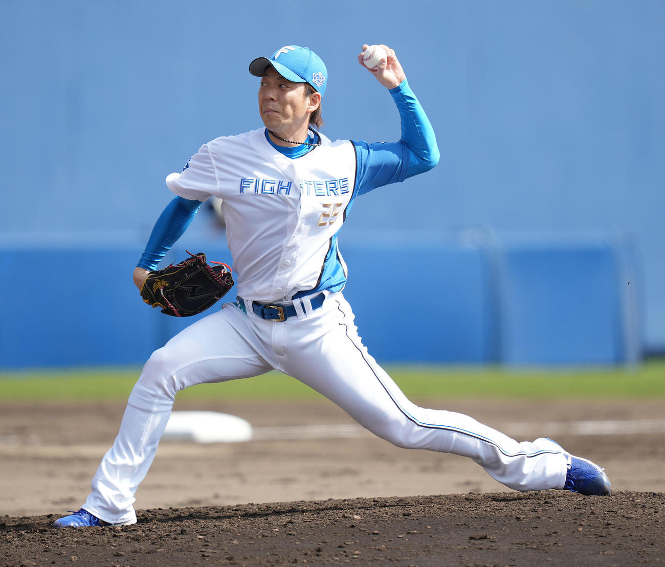 日本ハム対広島　5回表から3番手で登板した日本ハム宮西（撮影・鈴木みどり）