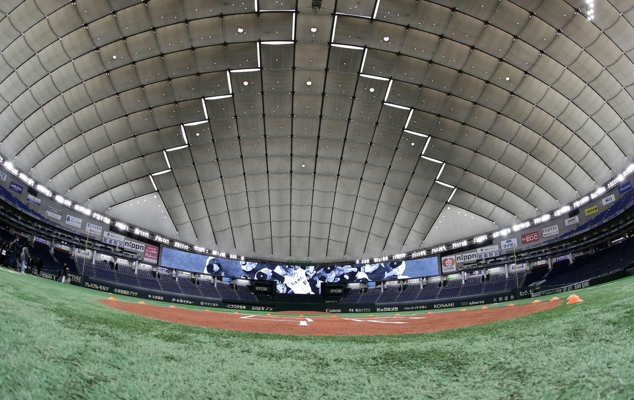 東京ドームのリニューアルで、披露された日本最大級の大型ビジョン（撮影・浅見桂子）