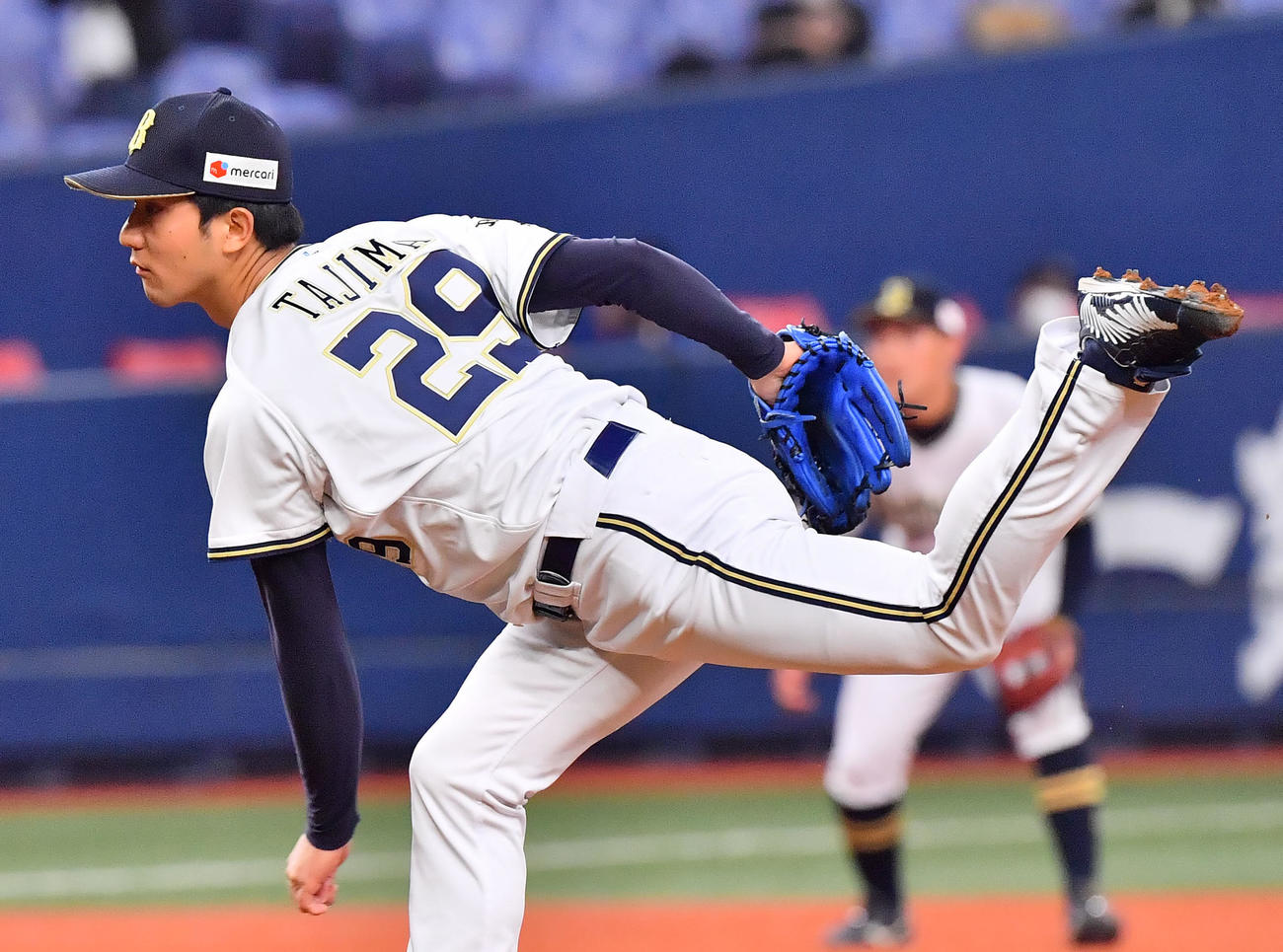 オリックス対ロッテ　オリックス先発の田嶋（撮影・和賀正仁）