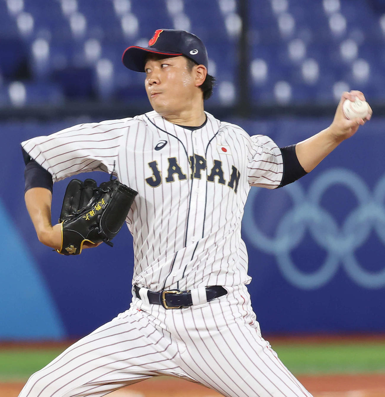 東京五輪・準々決勝、日本対米国　9回に日本6番手で登板した大野雄（2021年8月2日撮影）