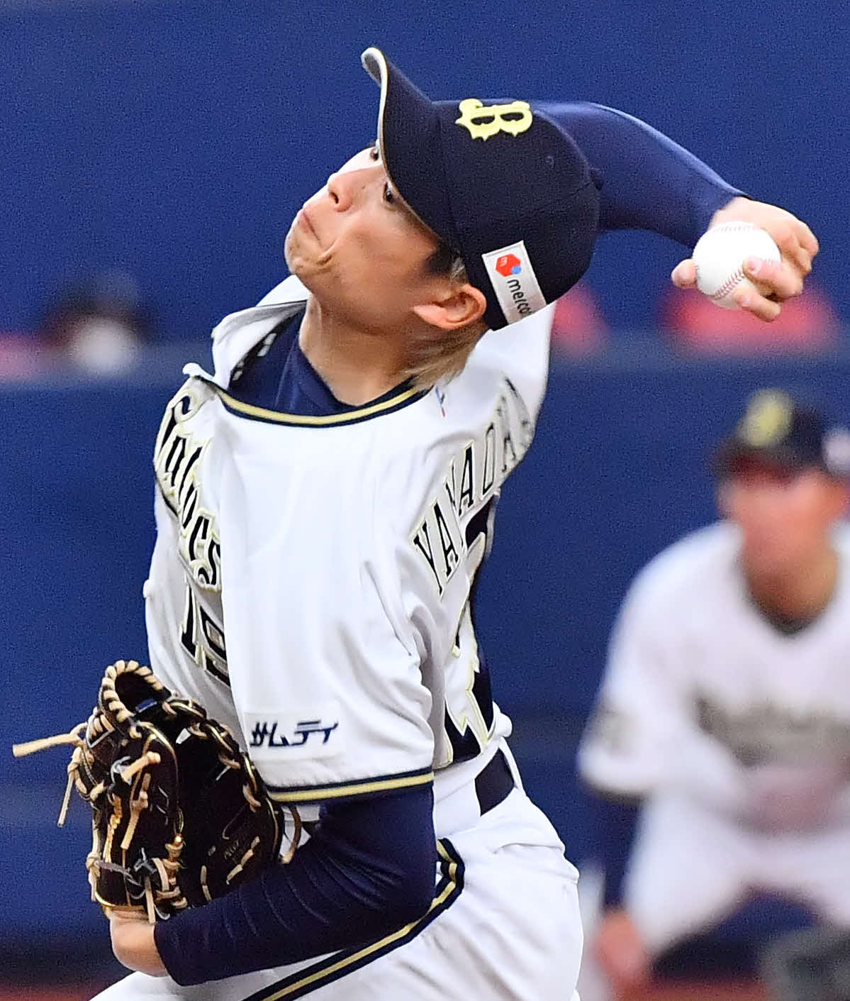 オリックス対ロッテ　4回から登板したオリックス山岡（撮影・和賀正仁）
