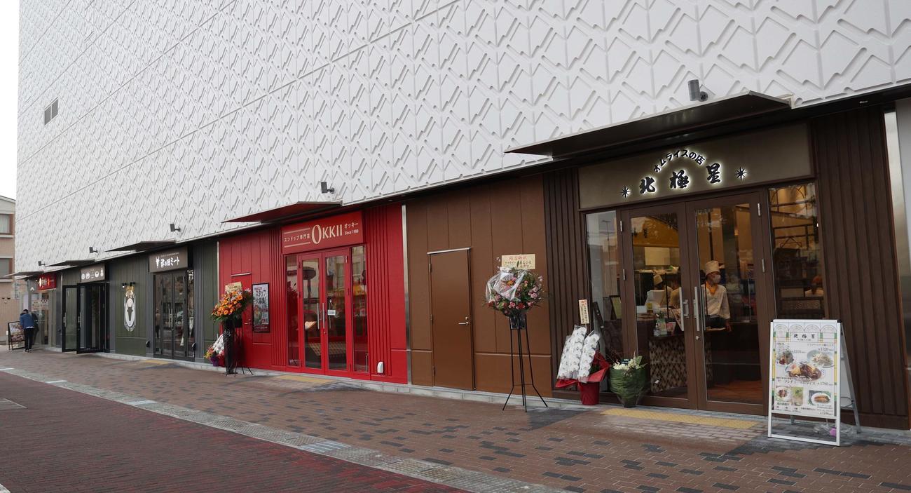 甲子園プラスの飲食ゾーン。オムライスの北極星などが出店している（撮影・上田博志）