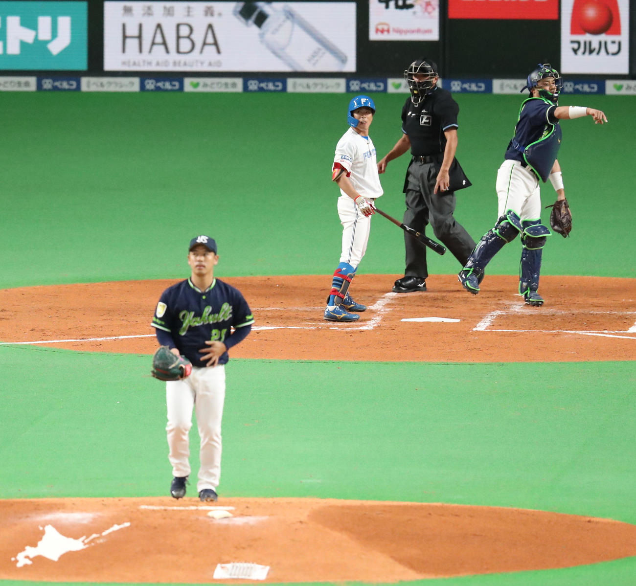 日本ハム対ヤクルト　2回裏日本ハム無死、五十幡は見逃し三振に終わる。投手はヤクルト小川（撮影・佐藤翔太）