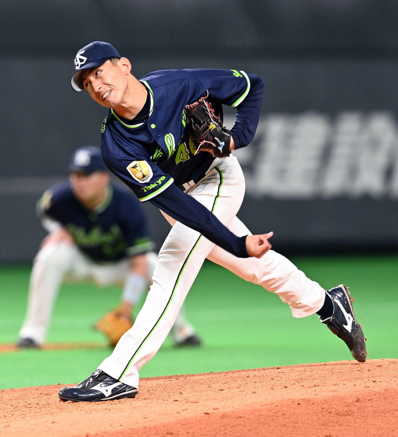 日本ハム対ヤクルト　4回からマウンドに上がったヤクルト金久保（撮影・たえ見朱実）