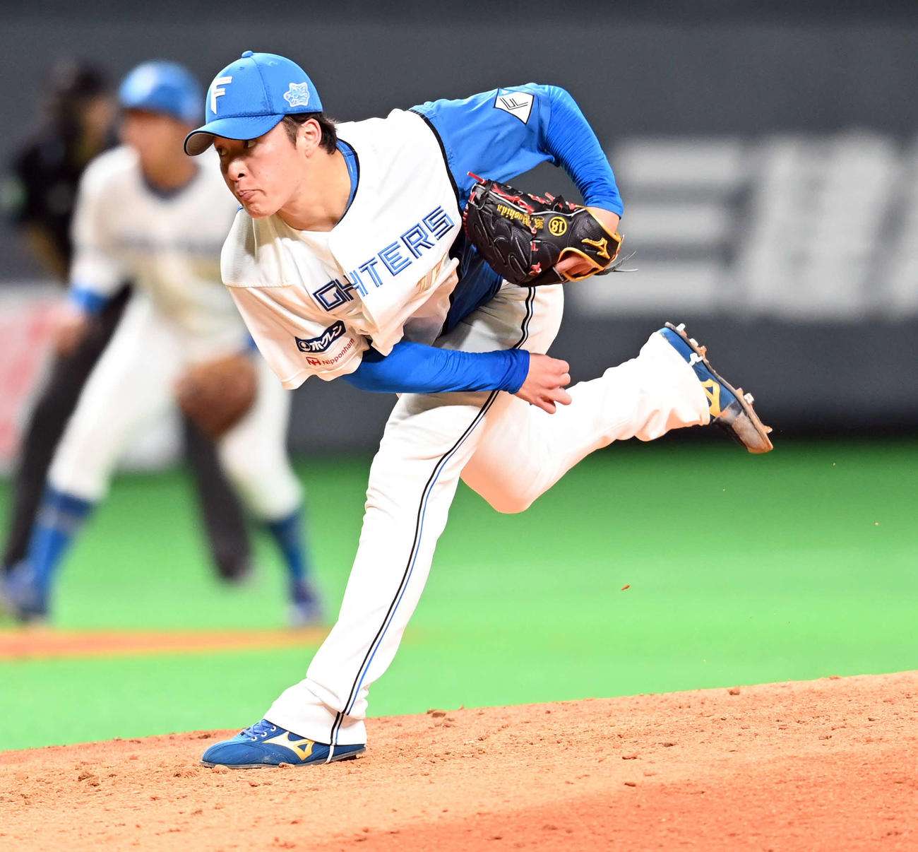 日本ハム対ヤクルト　8回からマウンドに上がった吉田輝星（撮影・たえ見朱実）