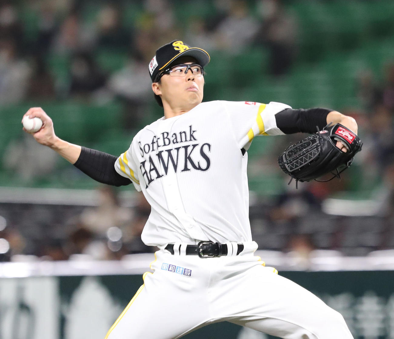 中日戦に先発したソフトバンク田中正（撮影・梅根麻紀）