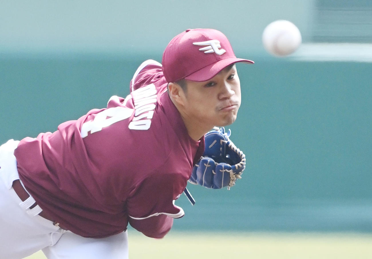 阪神対楽天　楽天先発の則本（撮影・前岡正明）