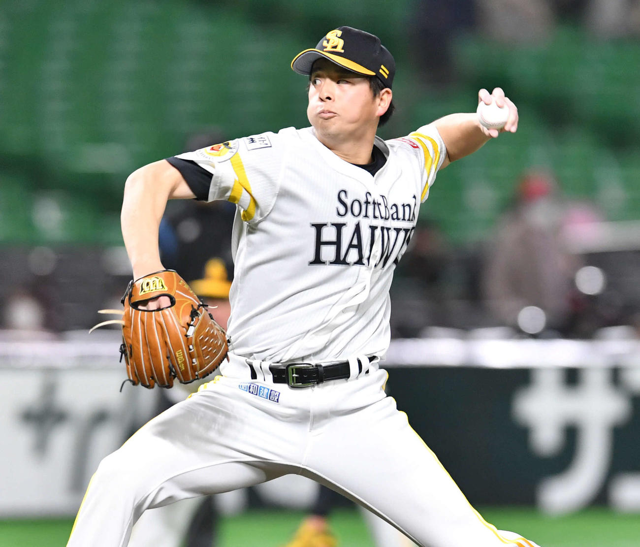 ソフトバンク対ロッテ　ソフトバンク先発の大関（撮影・岩下翔太）