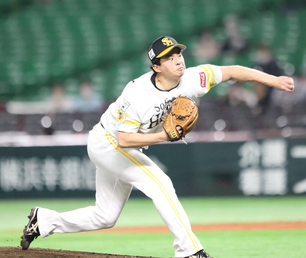 ソフトバンク対ロッテ　先発・大関友久（撮影・梅根麻紀）