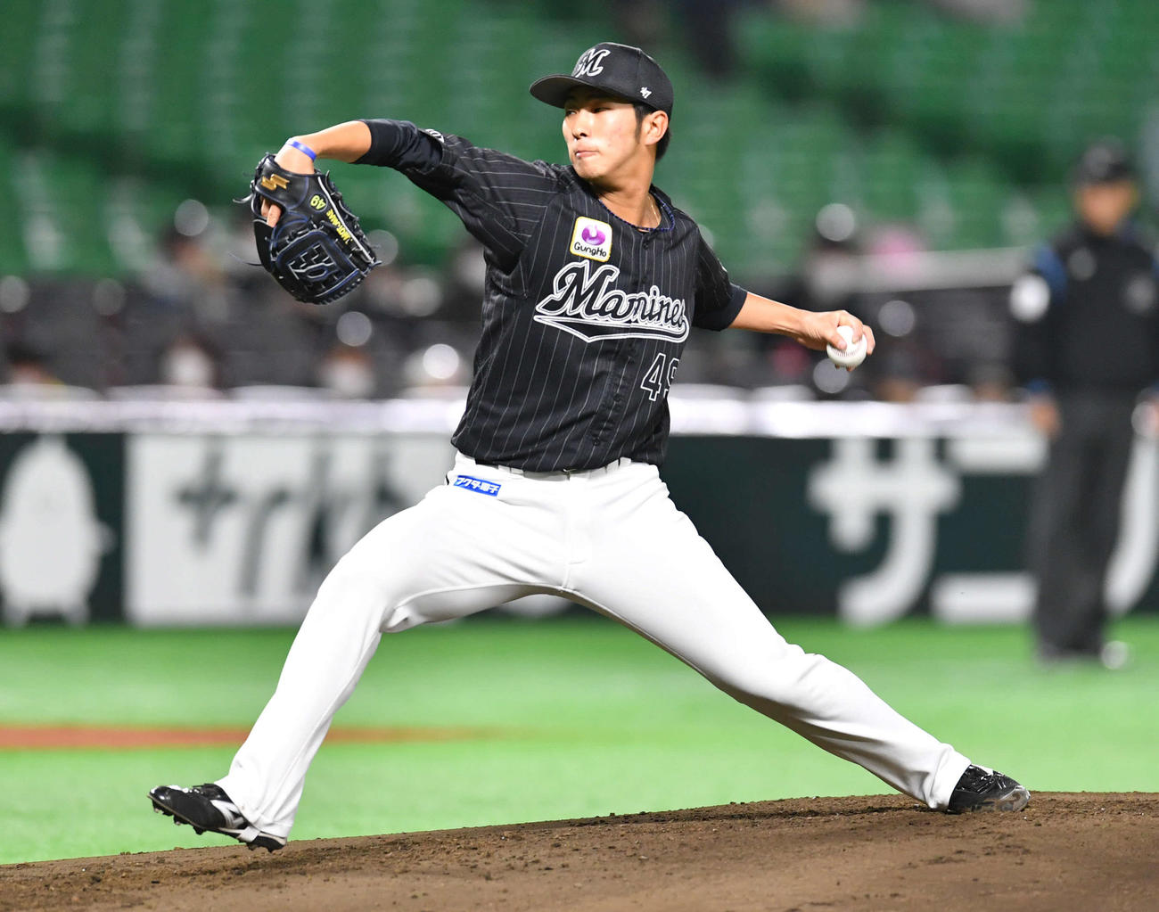 ソフトバンク対ロッテ　ロッテ先発の本前（撮影・岩下翔太）