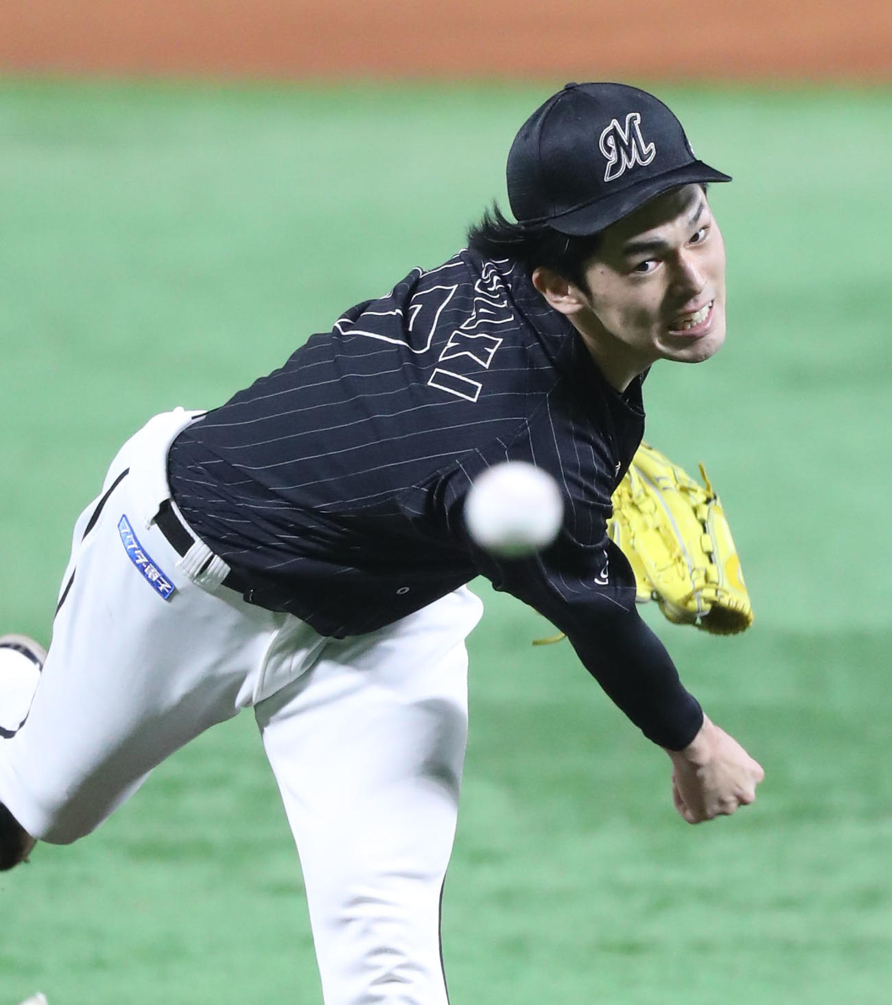 ソフトバンク対ロッテ　ロッテ先発の佐々木朗（撮影・屋方直哉）