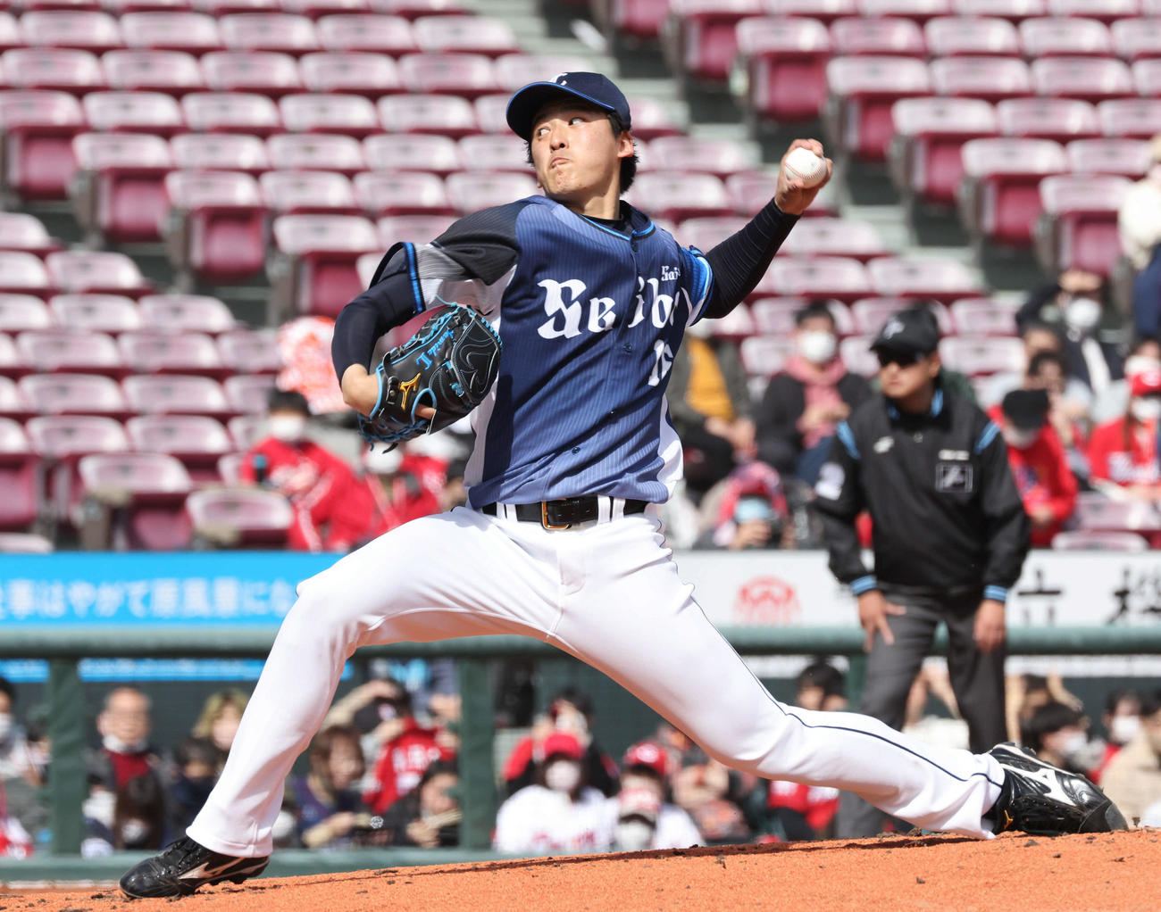オープン戦広島対西武　西武先発の隅田（撮影・加藤孝規））