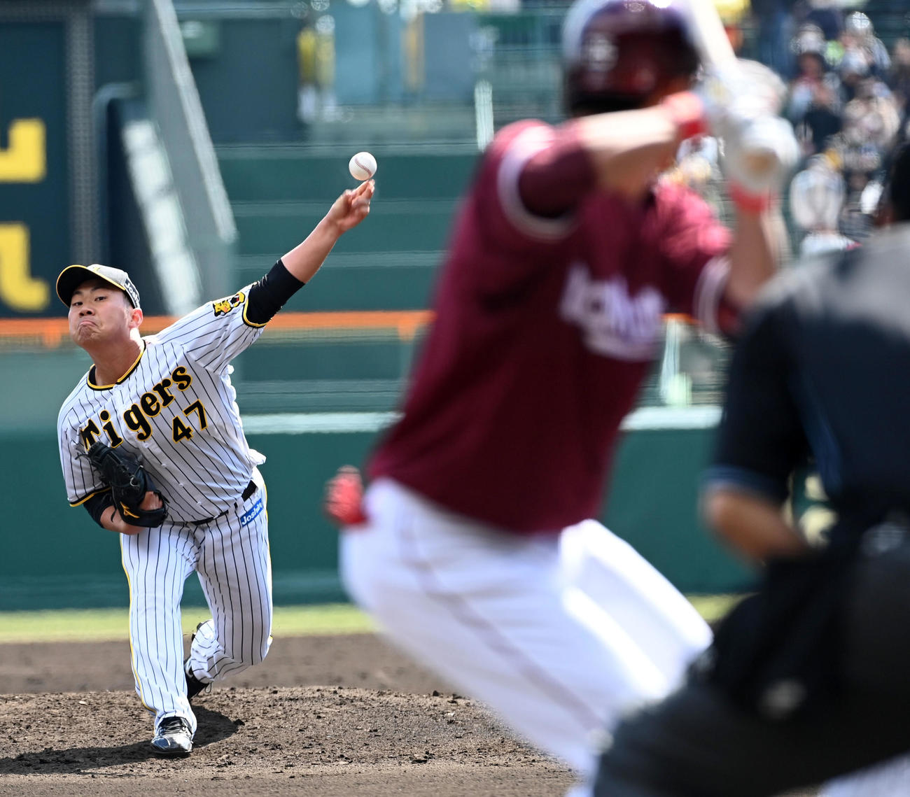 阪神対楽天　阪神先発の桐敷（撮影・前岡正明）