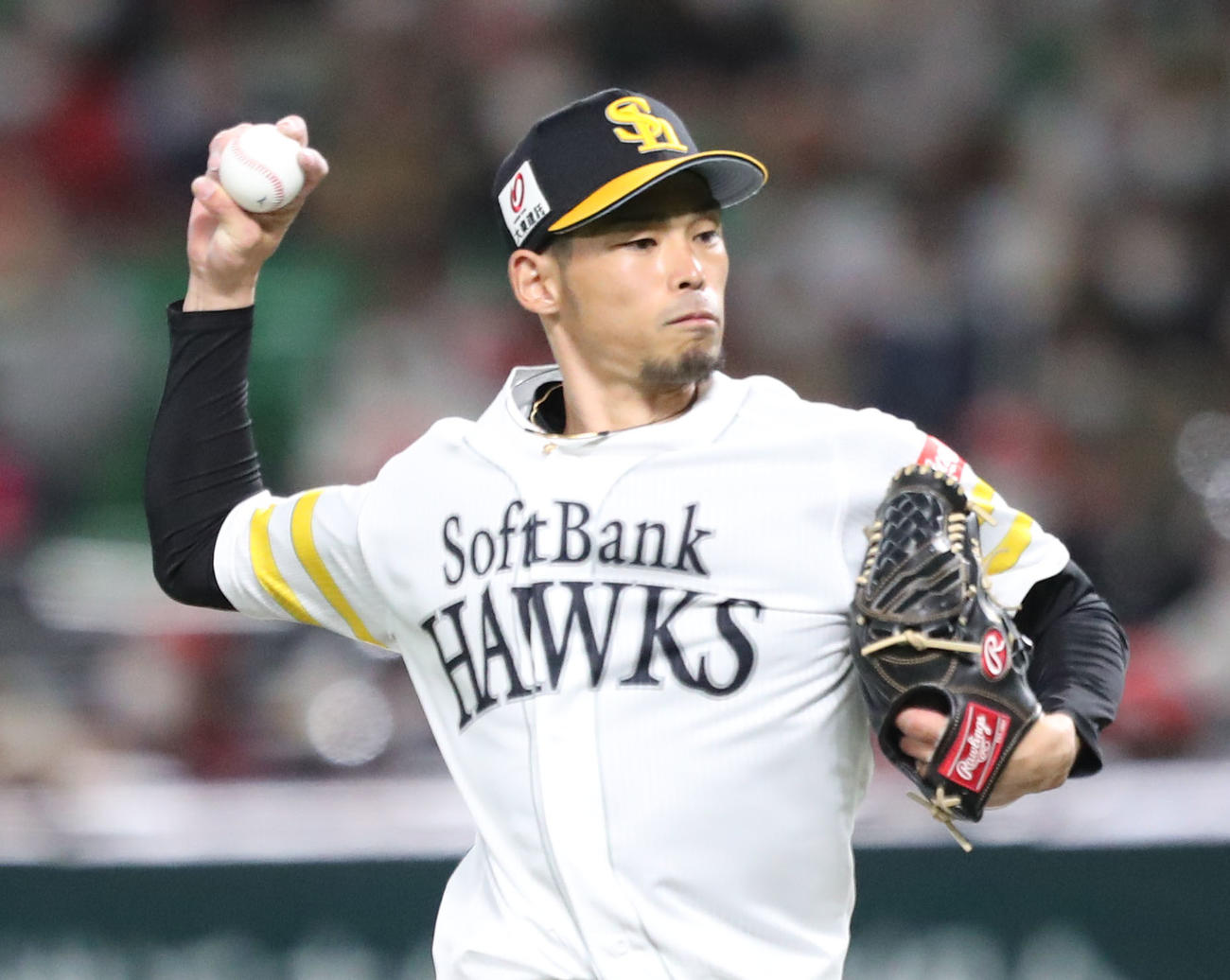 ソフトバンク対ロッテ　9回に登板した又吉克樹（撮影・梅根麻紀）