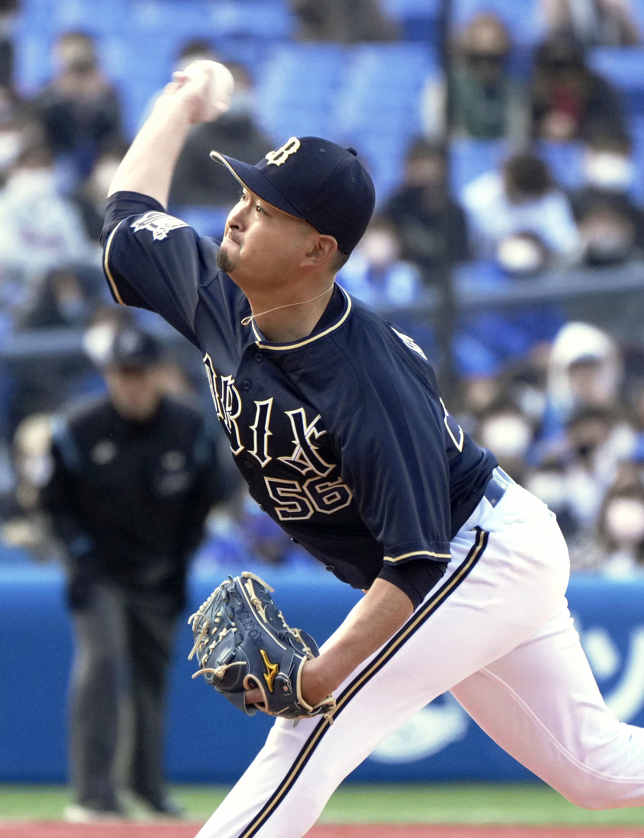 2回3安打1失点で3三振を奪ったオリックス小木田（共同）