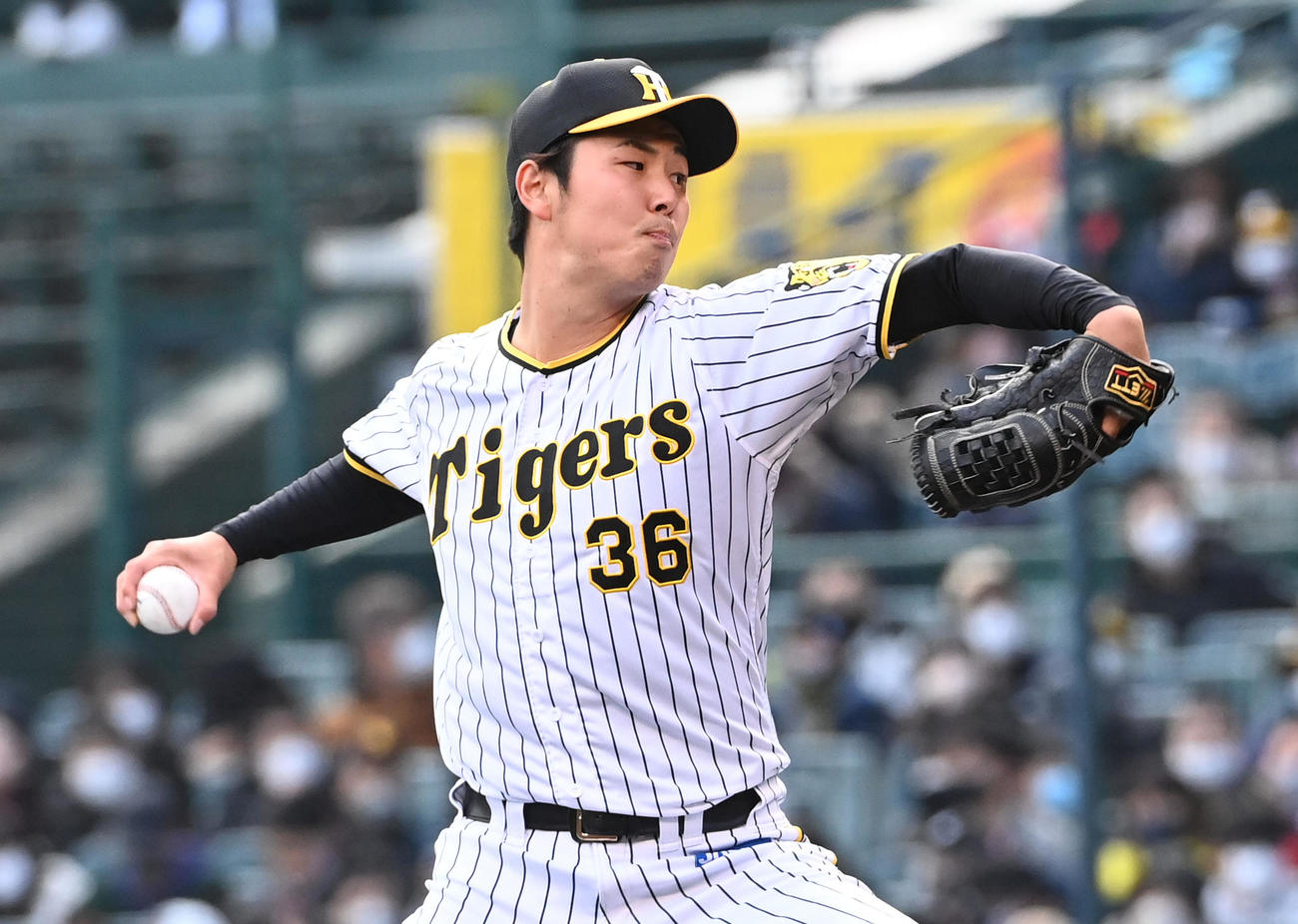 阪神対楽天　阪神2番手の浜地（撮影・前岡正明）