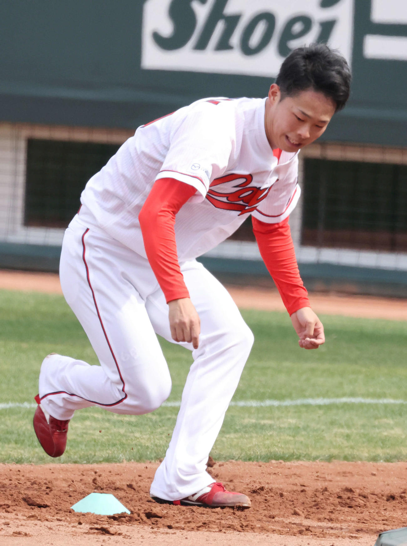 広島投手指名練習　練習する玉村（撮影・加藤孝規）