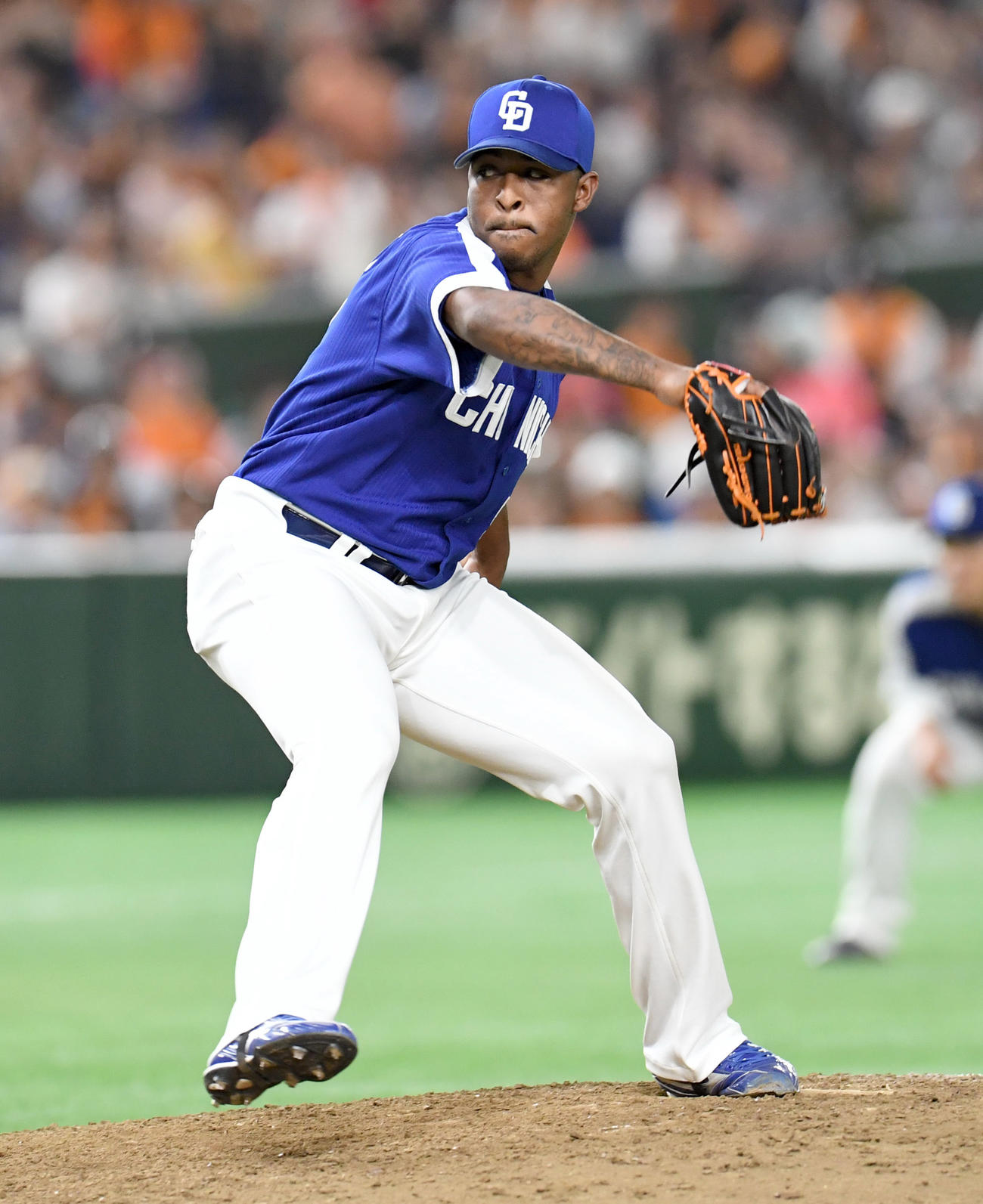 18年7月22日に来日、29日の巨人戦で初登板した中日ロドリゲス（18年7月29日撮影）