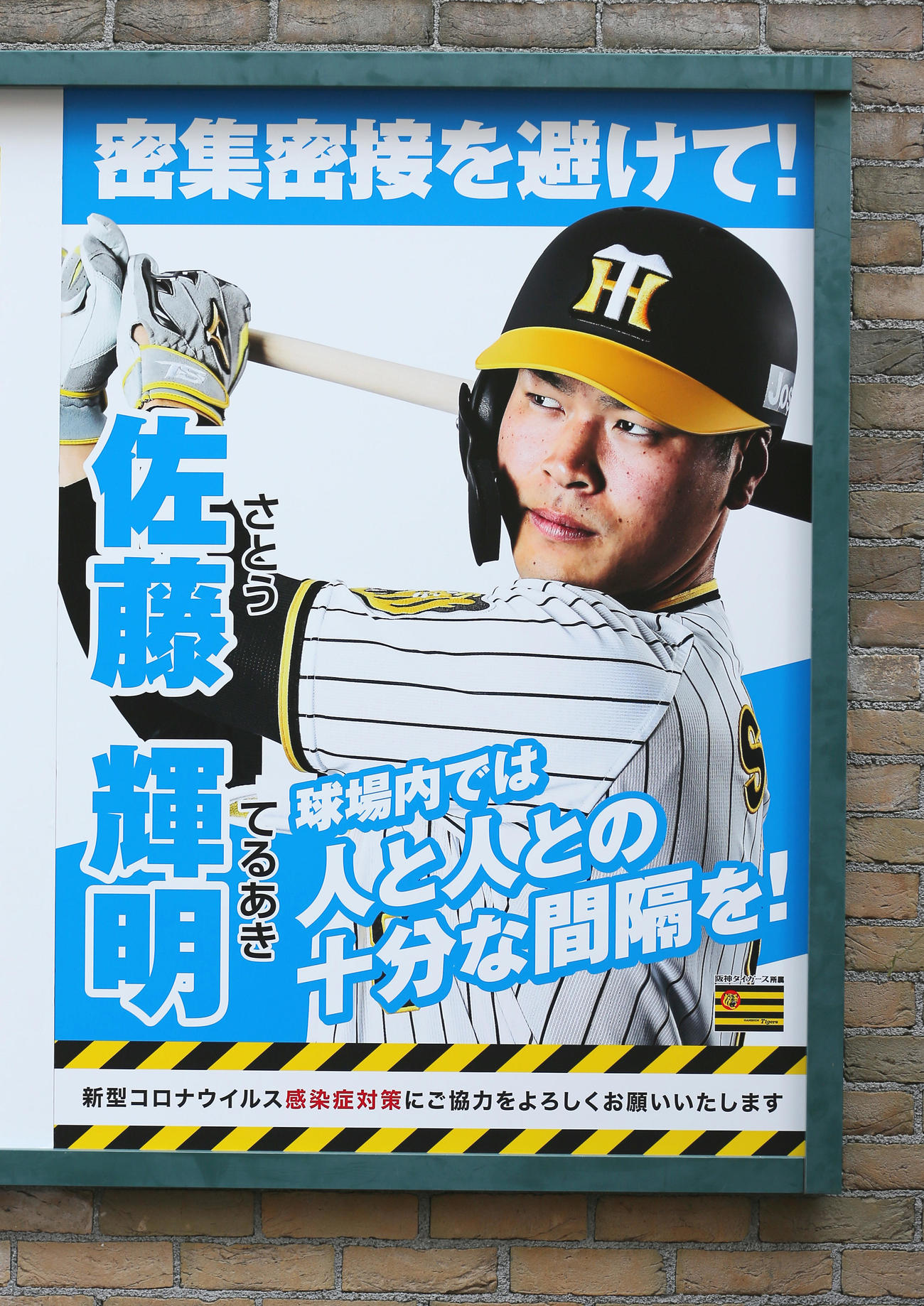 甲子園球場に佐藤輝の選挙風ポスターが貼られる（撮影・上山淳一）