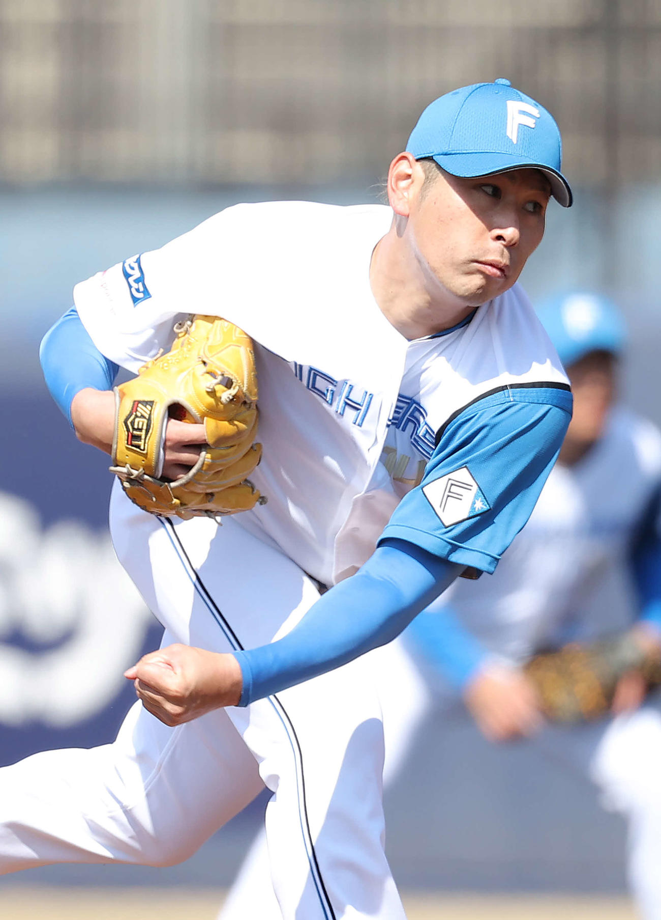 日本ハム対ロッテ　力投する日本ハム先発の加藤（撮影・河野匠）