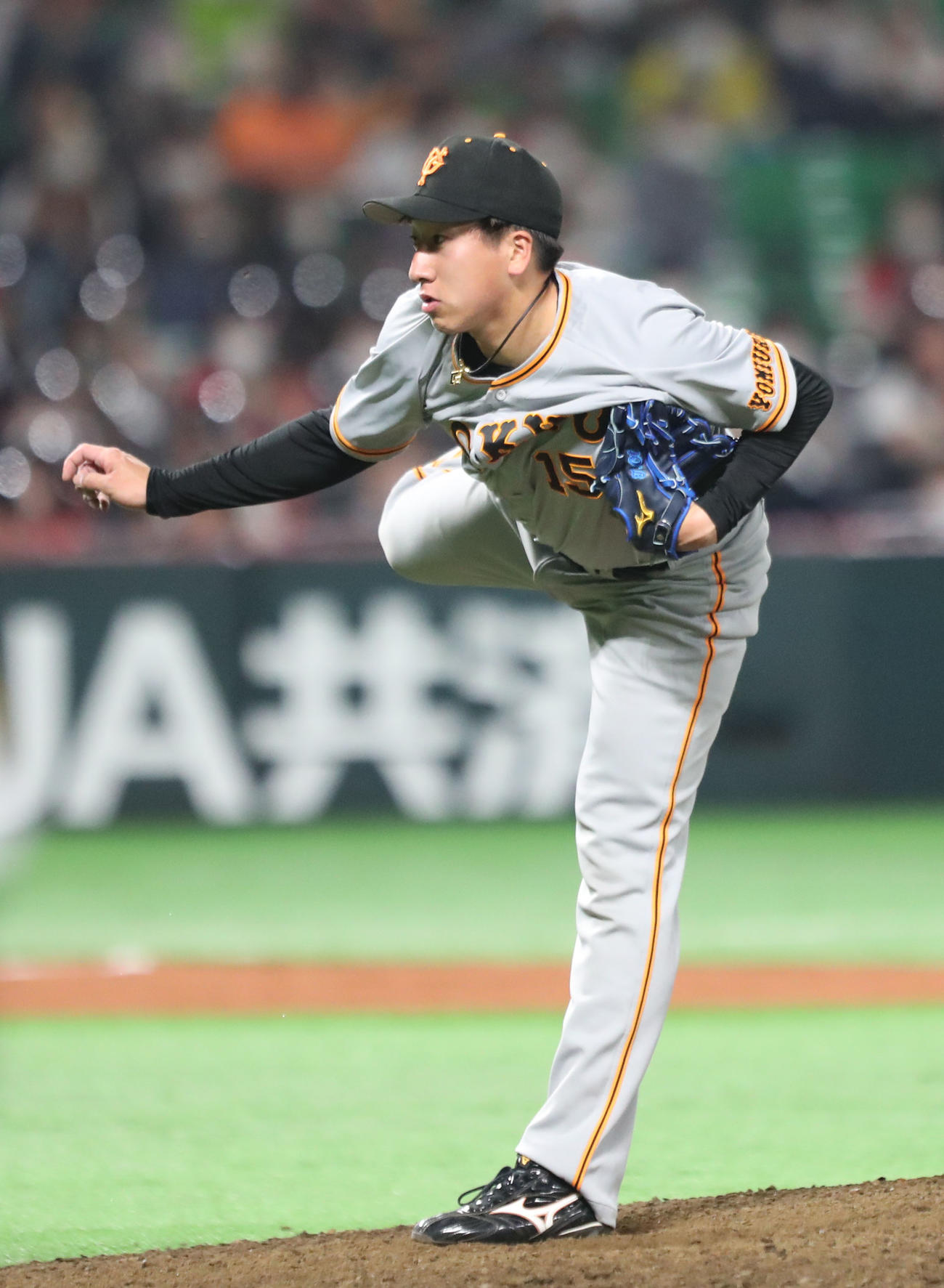 ソフトバンク対巨人　8回に登板した大勢（撮影・梅根麻紀）