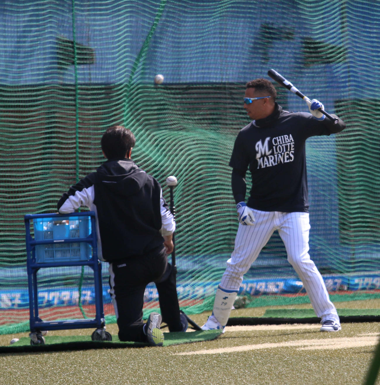 1軍へ合流し、全体練習に参加したロッテ・マーティン（撮影・木下大輔）