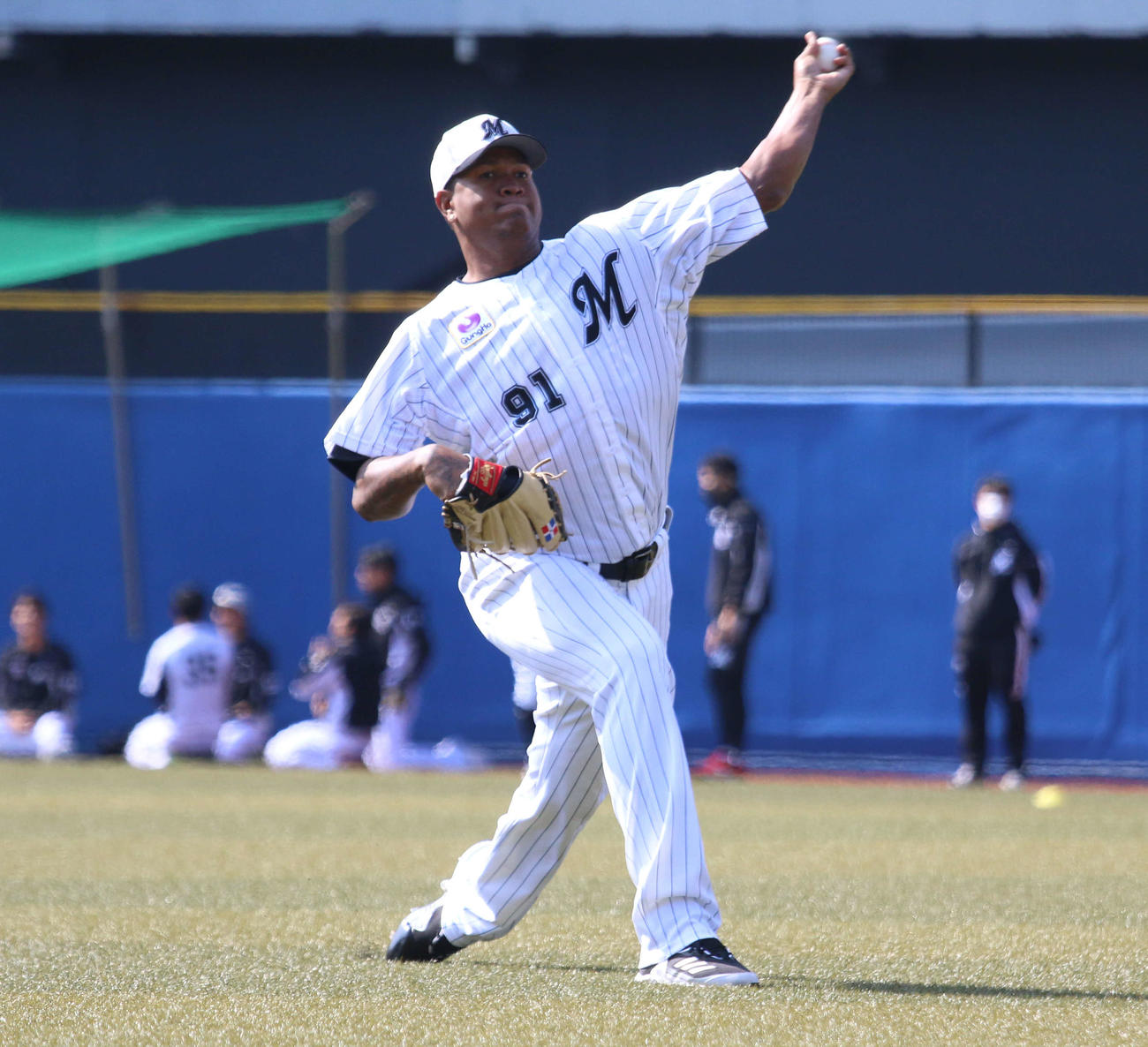 1軍へ合流し、全体練習に参加したロッテ・マーティン（撮影・木下大輔）
