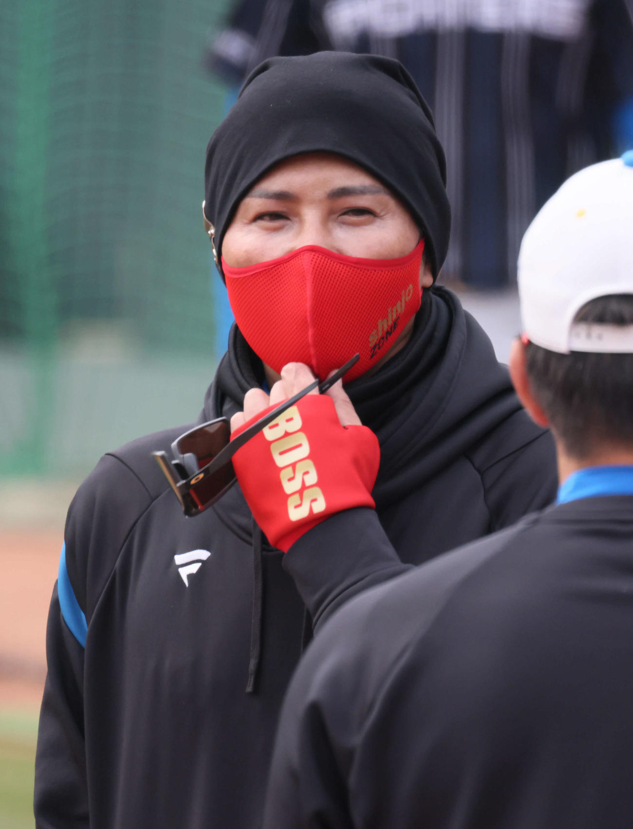 オープン戦広島対日本ハム　試合前練習中の新庄監督（撮影・加藤孝規）
