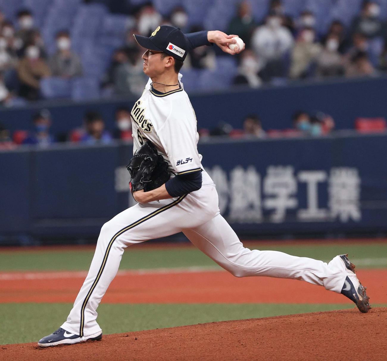 オリックス対中日　オリックス先発の山崎颯（撮影・上田博志）