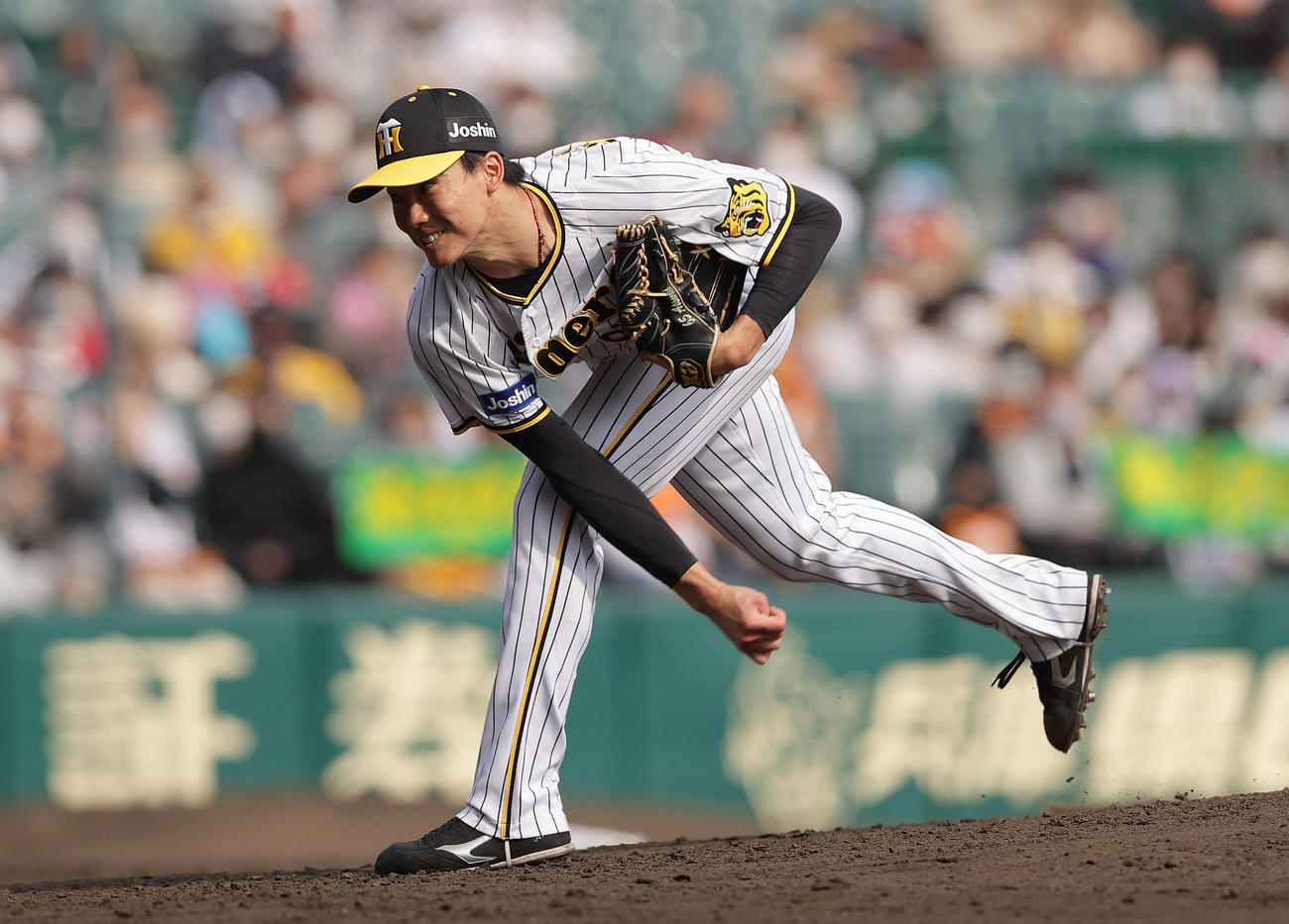 阪神対巨人　7回表、阪神4番手で登板する湯浅（撮影・前田充）