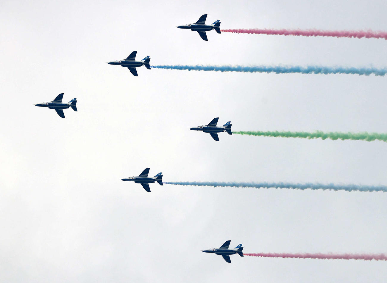 都内上空を飛行するブルーインパルス（2021年8月24日撮影）