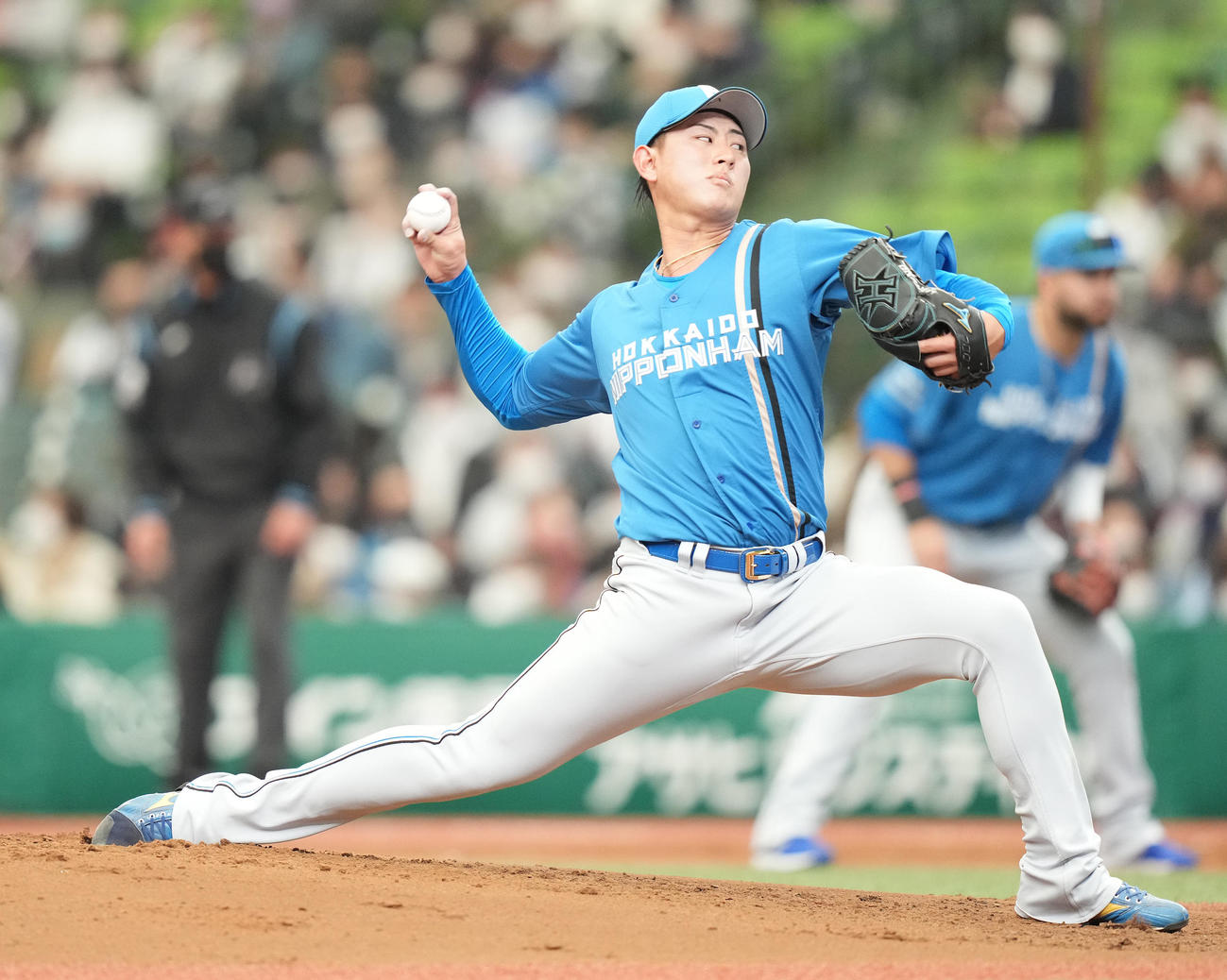 西武対日本ハム　先発し力投する日本ハム姫野（撮影・鈴木みどり）