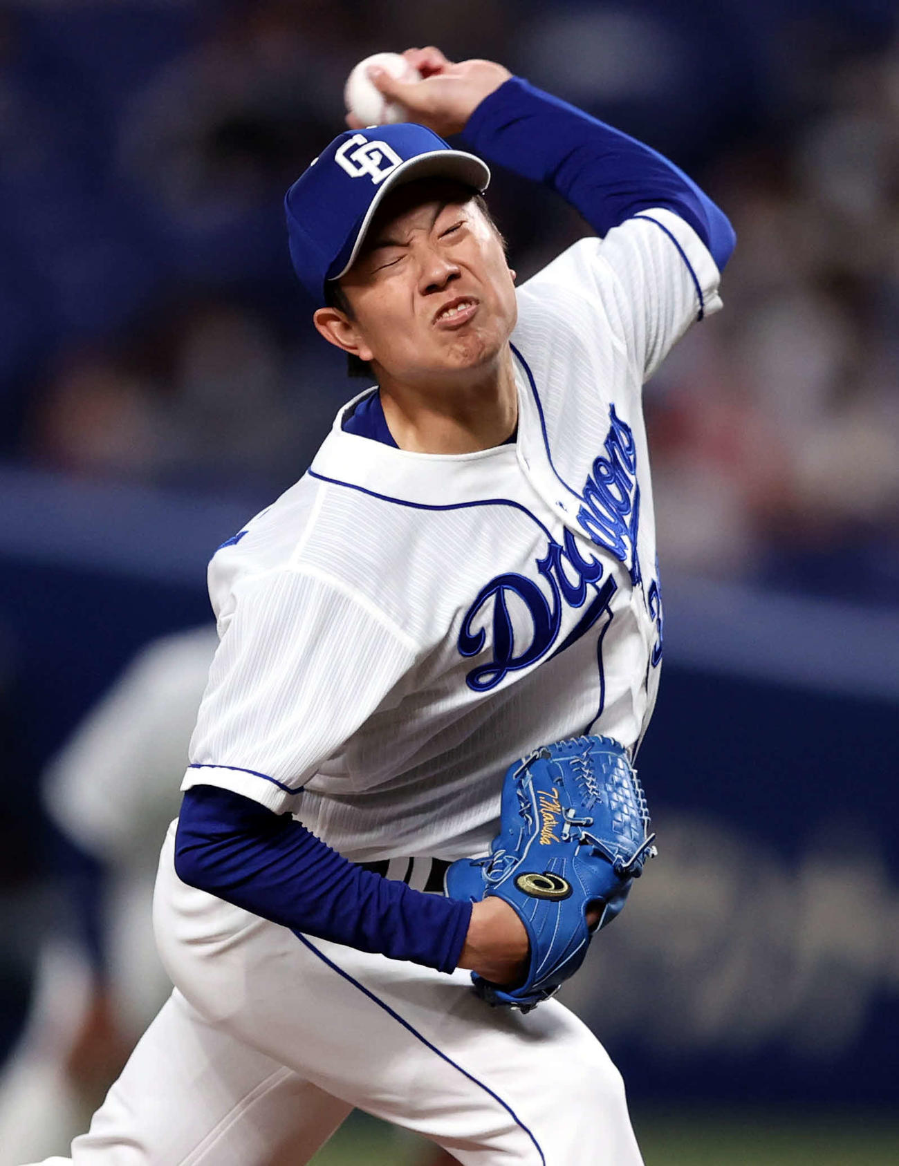 中日対巨人　先発して5回1失点の中日松葉（撮影・狩俣裕三）