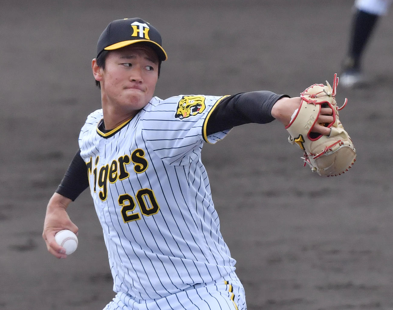 阪神対大商大　8回から登板し2イニングを無失点に抑える阪神森木（撮影・和賀正仁）