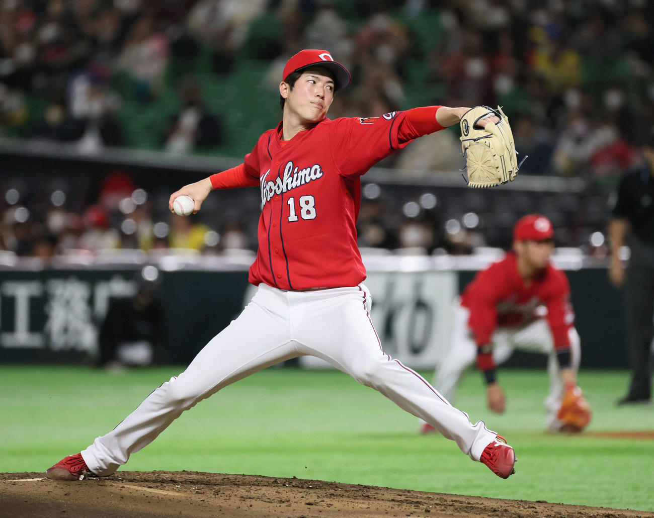 オープン戦ソフトバンク対広島　広島先発の森下（撮影・加藤孝規）