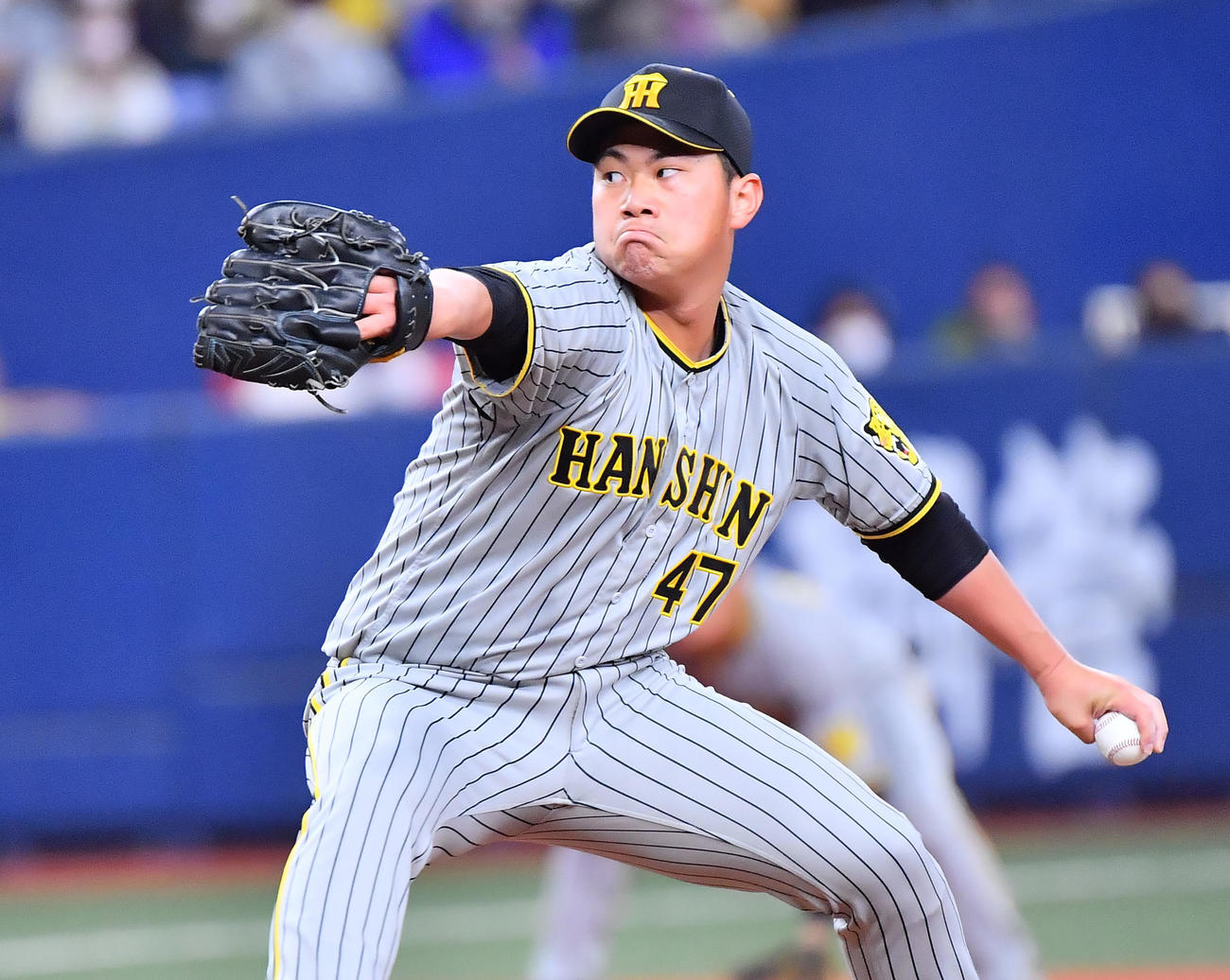 オリックス対阪神　5回を無失点に抑える阪神先発の桐敷（撮影・和賀正仁）
