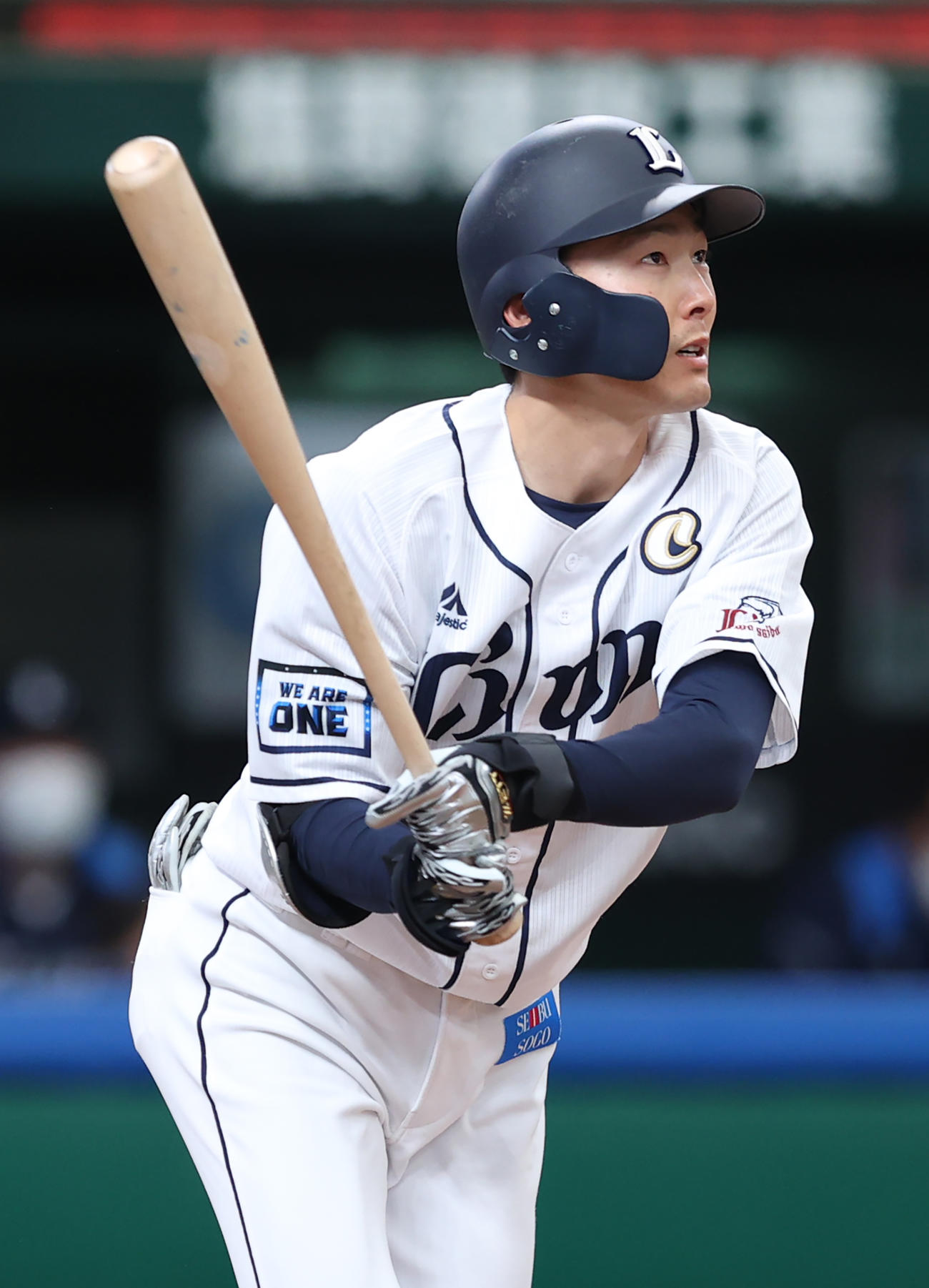西武対ヤクルト　4回裏西武2死一、三塁、先制の右越え3点本塁打を放つ源田（撮影・河野匠）