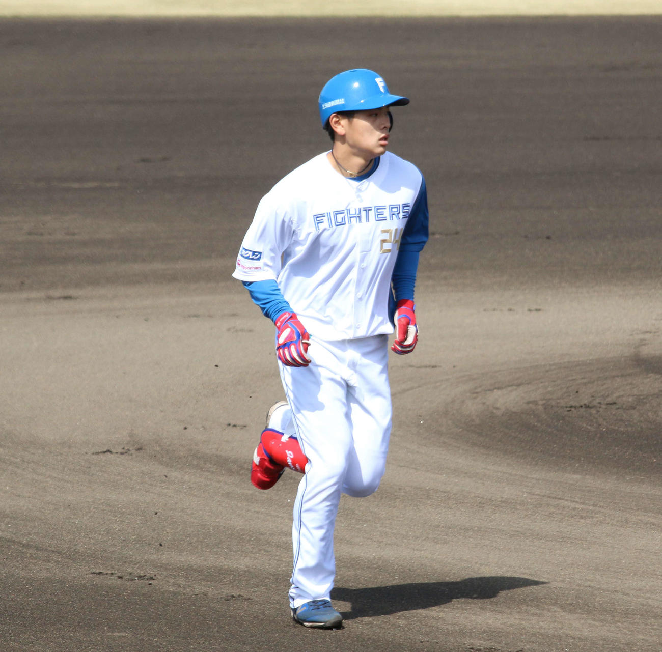日本ハム対DeNA 1回裏日本ハム無死、中飛に倒れた日本ハム野村（撮影・木下大輔）