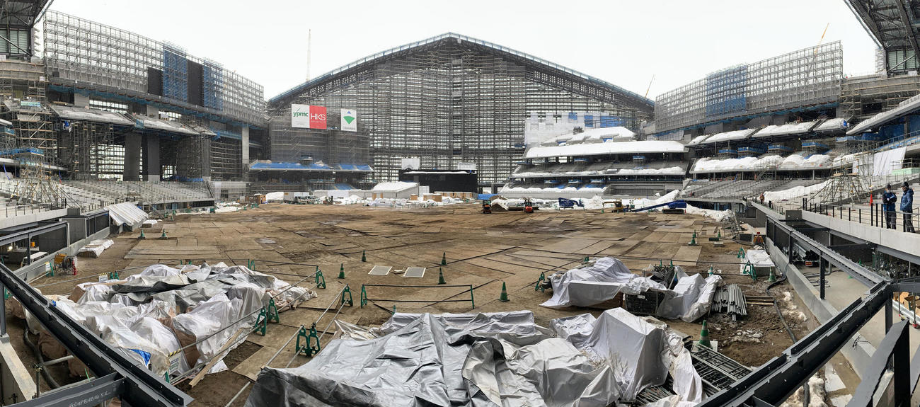 開業まであと1年となり公開された日本ハム新球場のエスコンフィール北海道（撮影・佐藤翔太）