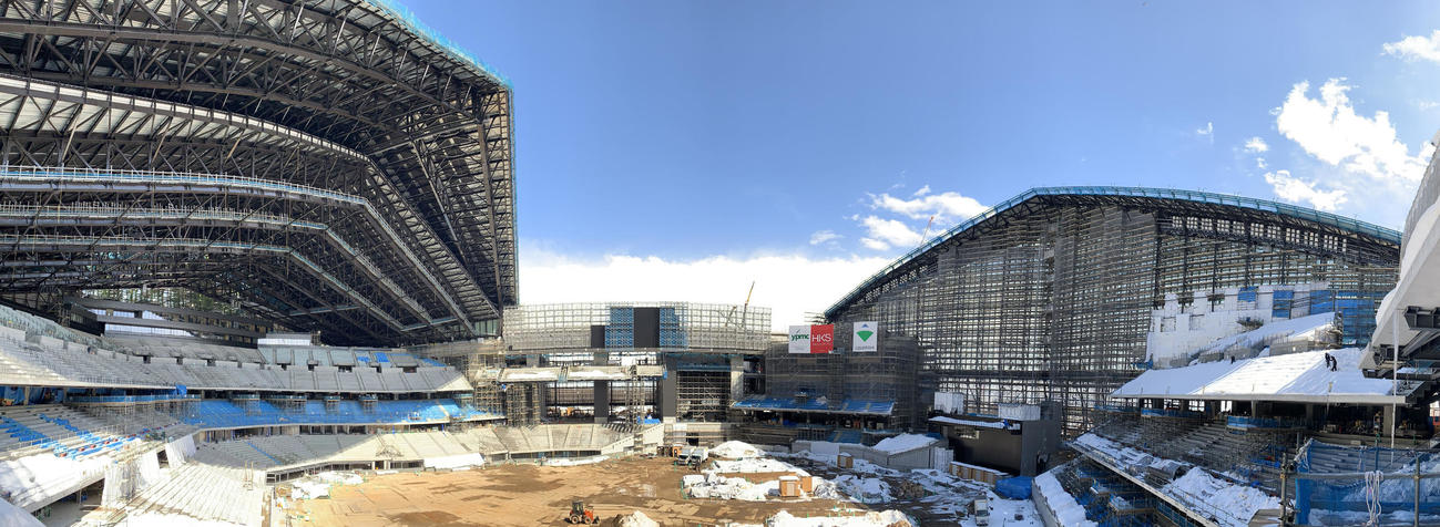 開業まであと1年となり公開された日本ハム新球場のエスコンフィール北海道（撮影・佐藤翔太）