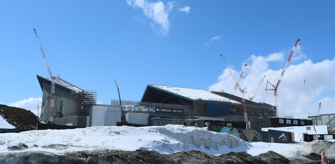 開業まであと1年となり公開された日本ハム新球場のエスコンフィール北海道（撮影・佐藤翔太）