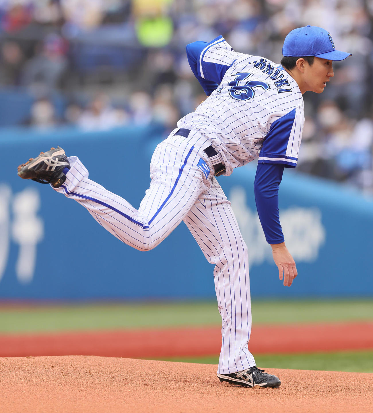DeNA対広島　DeNA先発の大貫（撮影・足立雅史）