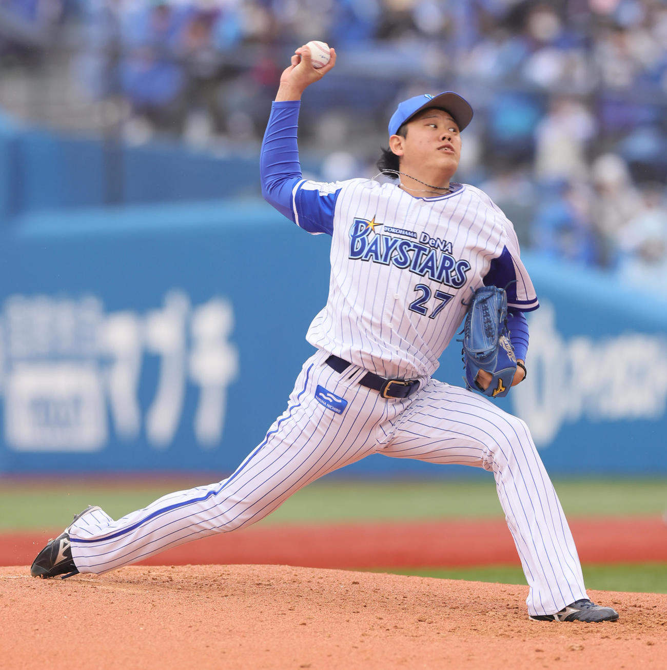 DeNA対広島　DeNA3番手の上茶谷（撮影・足立雅史）